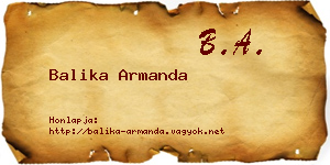 Balika Armanda névjegykártya